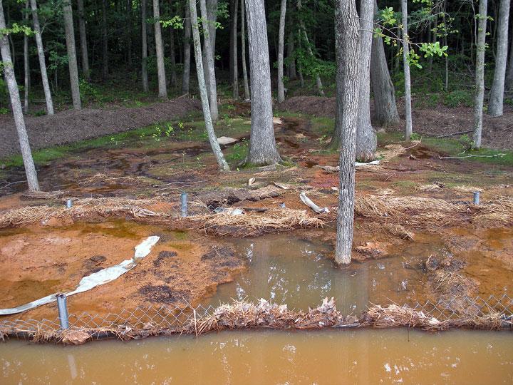 Silt fence blow out