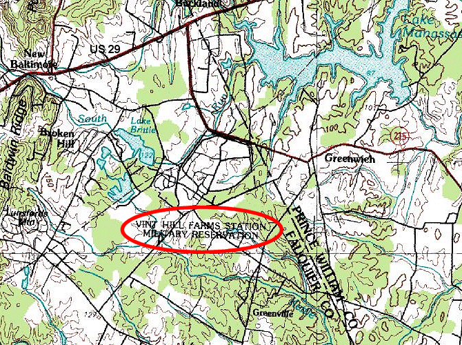 topographic map of Vint Hill area