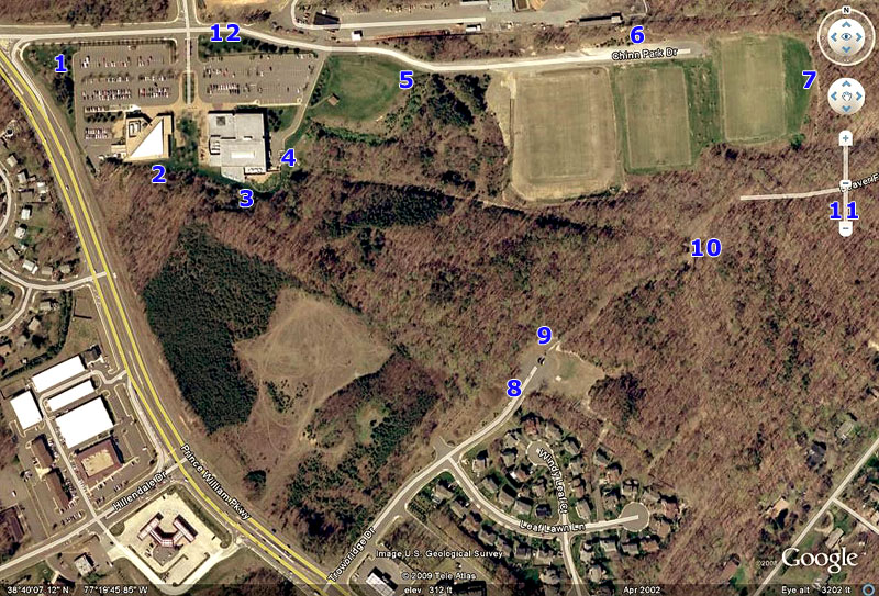Map showing nesting box locations at Chinn Park