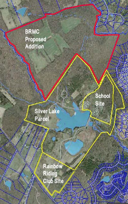 Aerial view of Silver Lake showing proposed BRMC addition.