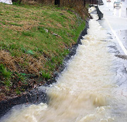 Water sheets off Rte 1