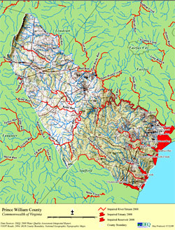 Map of Impaired Waters in Prince William County